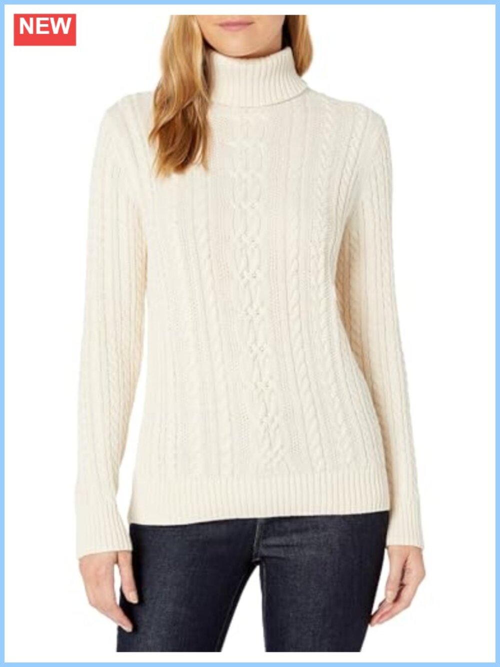 Women's Fisherman Cable Knit Turtleneck Sweater Cotton Long Sleeve Pullover
